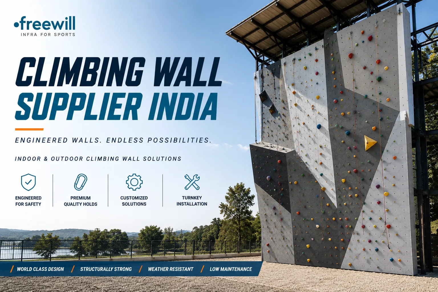 Professional outdoor climbing wall installation by Freewill – Climbing Wall Supplier India